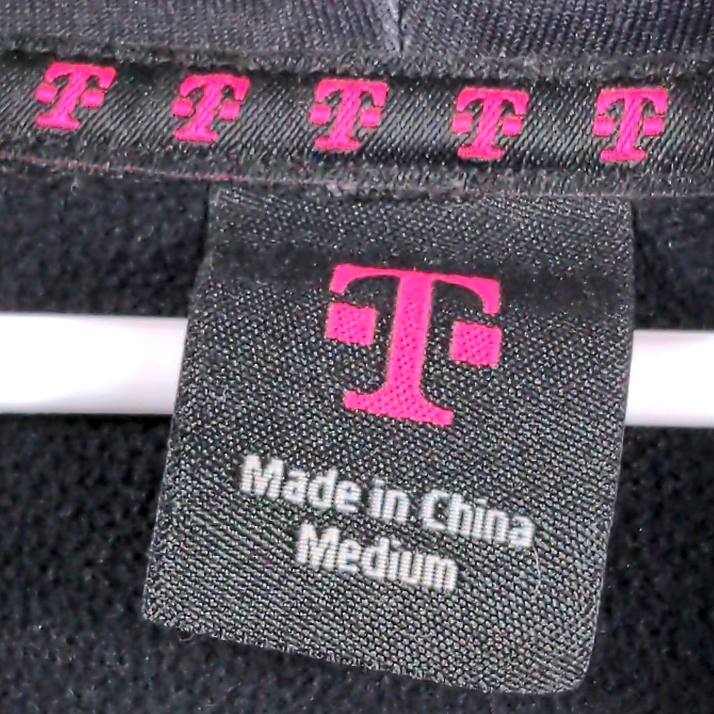 T-Mobile Womens Medium Full Zip Hoodie Polyester Black Magenta Thumbhole Logo - Picture 6 of 11